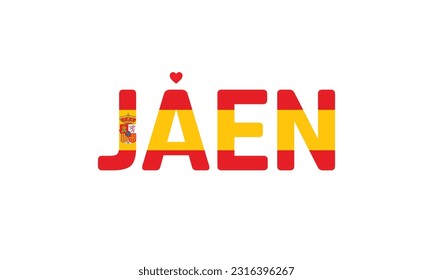 I love Jaen, Typographic Design, Flag of Spain, Love Jaen, Jaen, Jaen Vector, Love, Vector, Flag of Spain, I love Spain