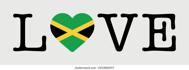 I Love Jamaica flag heart icon vector illustration