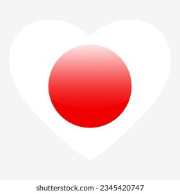 Amar la bandera de Japón, botón que luce el corazón de Japón, símbolo de amor de la bandera japonesa. Símbolo patriótico japonés. 