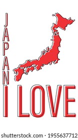 I love japan. Japan map vector.