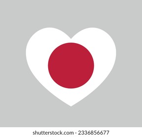 love Japan symbol, heart shape japanese flag icon, vector illustration, Nippon Nihon