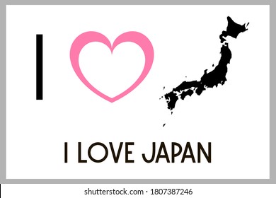 I love Japan. Vector map silhouette