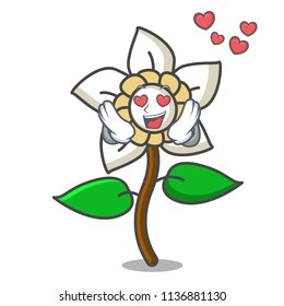 In love jasmine flower mascot cartoon
