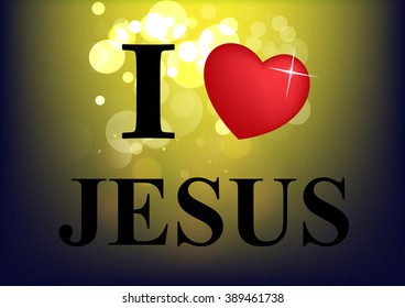 I love Jesus, font, heart and multicolor with bokeh background