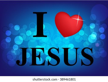I love Jesus, font, heart and multicolor with bokeh background