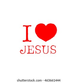 I love Jesus. Symbol of heart and Son of God. Biblical characters. Holy man. Religious sign for believers. Christ