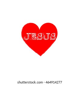 I love Jesus. Symbol of heart and Son of God. Biblical characters. Holy man. Religious sign for believers. Christ