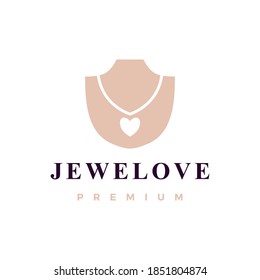 Love Jewelry Necklace Logo Vector Icon Illustration