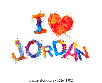 I love Jordan. Inscription of vector splash paint