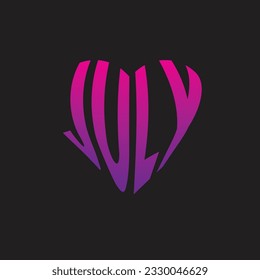 Love July Simple Logo and Background Vector Illustration Design