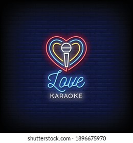 Love Karaoke Neon Signs Style Text Vector
