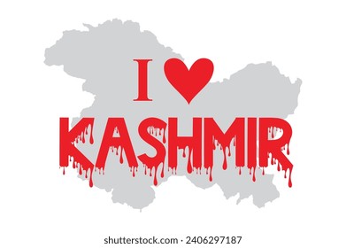 I love Kashmir with map and heart