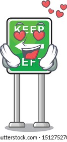 In love keep left road sign mascot