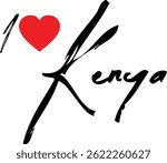 I Love Kenya Country Name In Grunge Text Typography