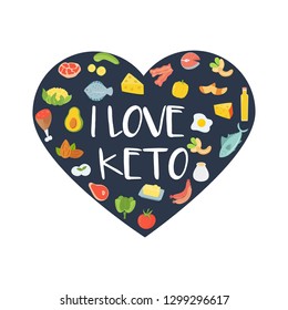 I love keto abstract concept illustration with set of icons. Ketogenic diet