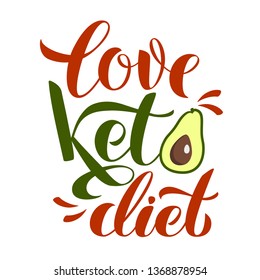 Love keto diet vector lettering illustration