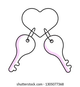 Love is the key. Concept, flat line illustration.