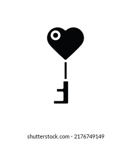 Love Key Filled Icon Vector Illustration