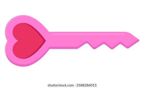 Love key flat icon isolated on white background.