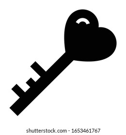 Love key glyph isolated icon