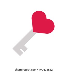 Love Key Heart Shape Vector Illustration Graphic