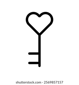 Love key icon Black and white outline vector