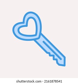 Love key icon in blue style, use for website mobile app presentation