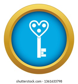 Love key icon blue vector isolated on white background for any design