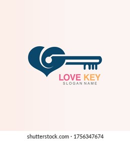 Love Key icon creative concept vector. Key logo template vector