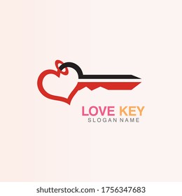 Love Key icon creative concept vector. Key logo template vector