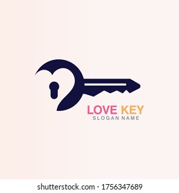 Love Key icon creative concept vector. Key logo template vector