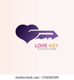 Love Key icon creative concept vector. Key logo template vector