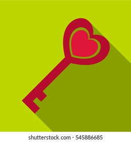 Love key icon. Flat illustration of love key vector icon for web
