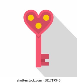 Love key icon. Flat illustration of love key vector icon for web