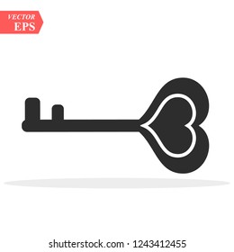 Love key icon heart shape vector isolated