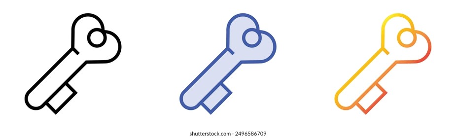 love key icon. Linear, Blue Fill and Gradient Style Design Isolated On White Background