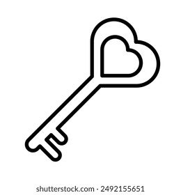 Love key icon linear logo mark in black and white