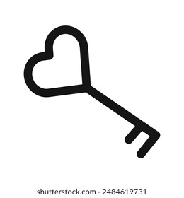 Love key Icon mark in filled style