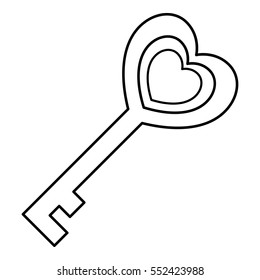 Love key icon. Outline illustration of love key vector icon for web