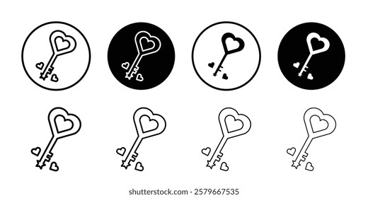 Love key icon Outline thin set pack series