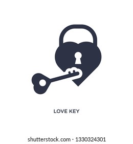 love key icon. Simple element illustration from birthday party and wedding concept. love key editable symbol design on white background. Can be use for web and mobile.