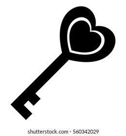 Love key icon. Simple illustration of love key vector icon for web