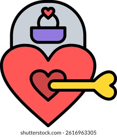 Love Key Line Filled Vector Icon Design