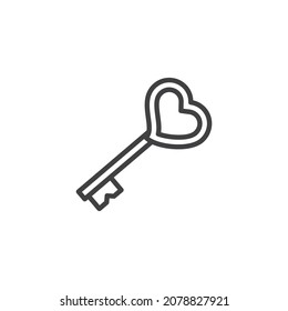 Icono de la línea de amor. signo de estilo lineal para concepto móvil y diseño web. Icono del vector de contorno de la clave del corazón. Símbolo, ilustración del logotipo. Gráficos vectoriales