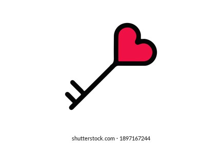 Love key line icon love and lock heart key sign vector image