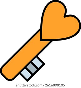 Love Key Line Vector Icon Design