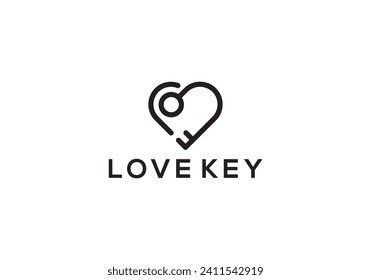 love key logo, heart padlock, romance, dating simple icon design