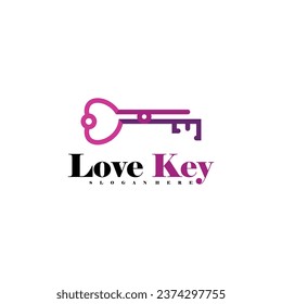 Love key logo vector design icon