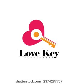 Love-Key-Logo, Vektordesign-Symbol