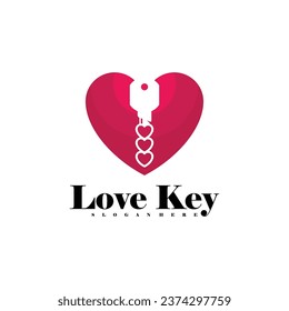 Love-Key-Logo, Vektordesign-Symbol